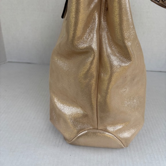 Coach Chelsea Metallic Gold Leather Tote Bag F17216 - Picture 11 of 13